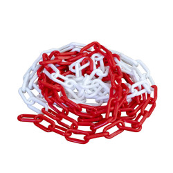 Chaine plastique rouge/blanc Ø6mm Lg 25m