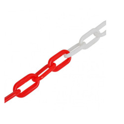 Chaine plastique rouge/blanc Ø6mm Lg 25m